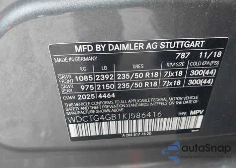 2019 Mercedes-Benz Gla 250 4Matic z USA, uszkodzony, nr VIN WDCTG4GB1KJ586416